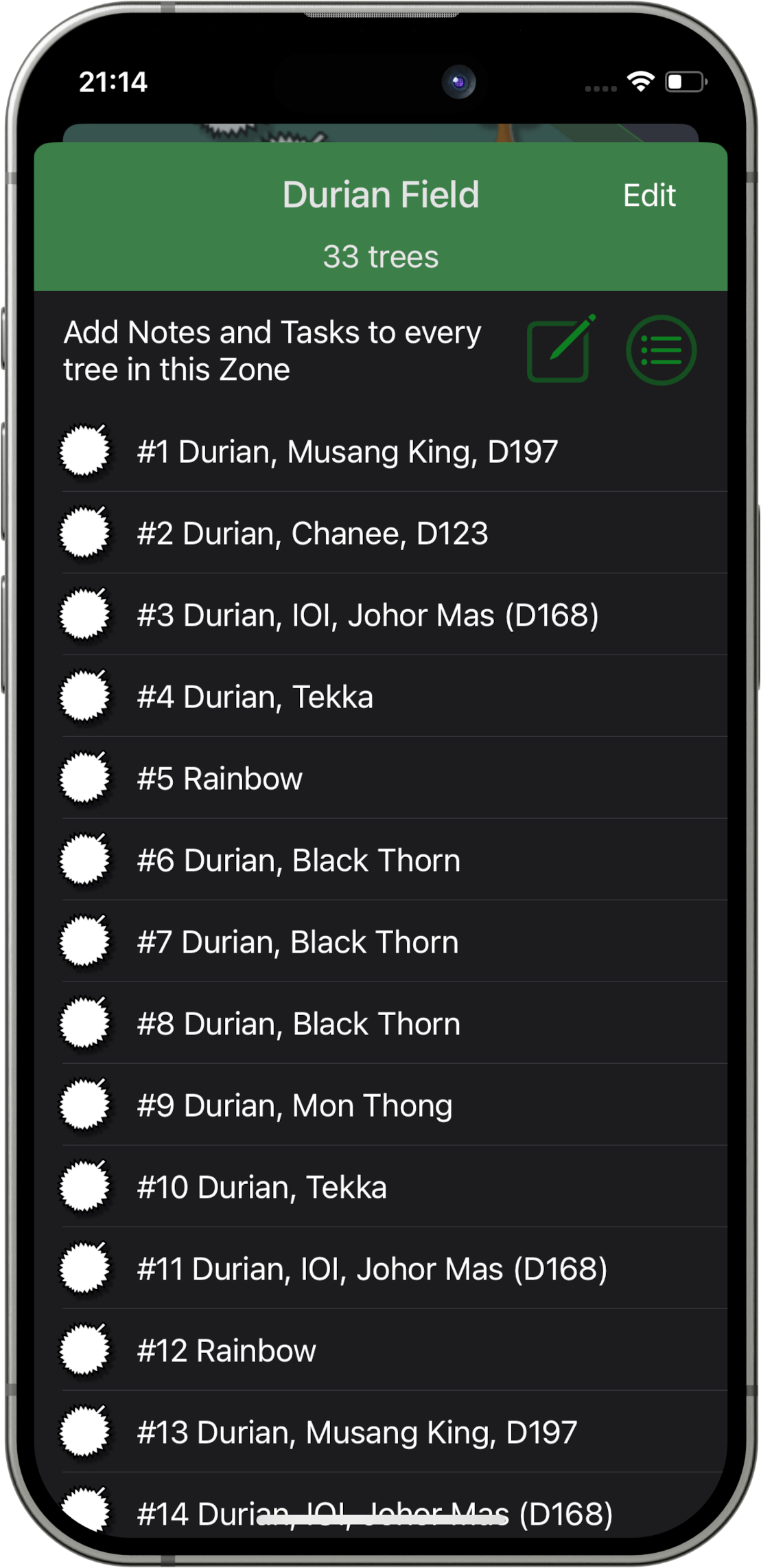 Fruit Forest App, Farm Zones